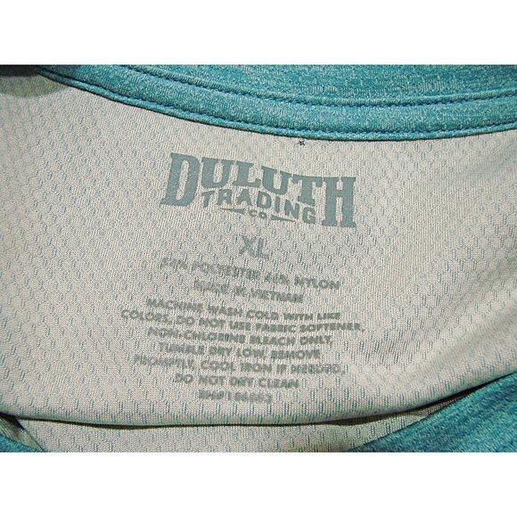 Duluth Trading T-shirt Mens XL Blue Light Teal Heather Side Slit Hem Poly Blend - Picture 3 of 8